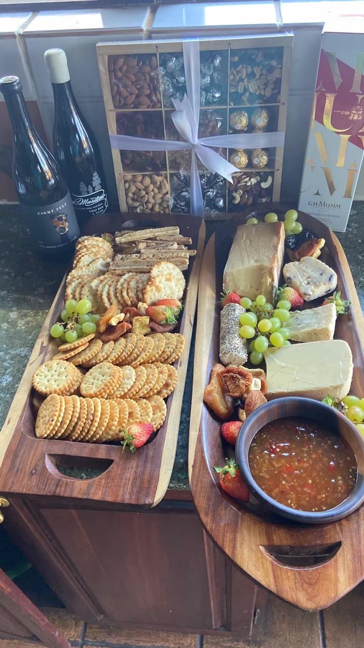 A selection of food arranged for guests to share